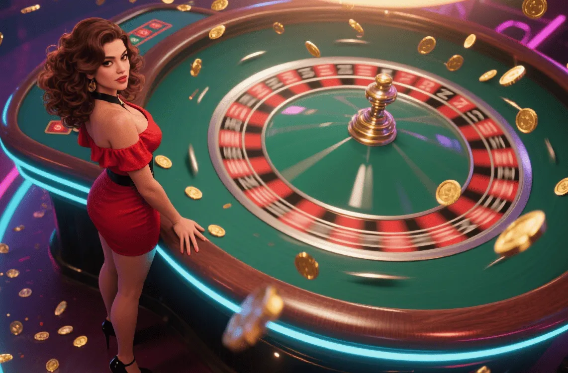 Roleta girando em momento decisivo